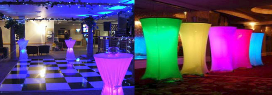 LED lit poseur tables