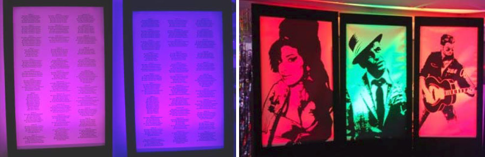 LED seating plans and illuminated poster panels